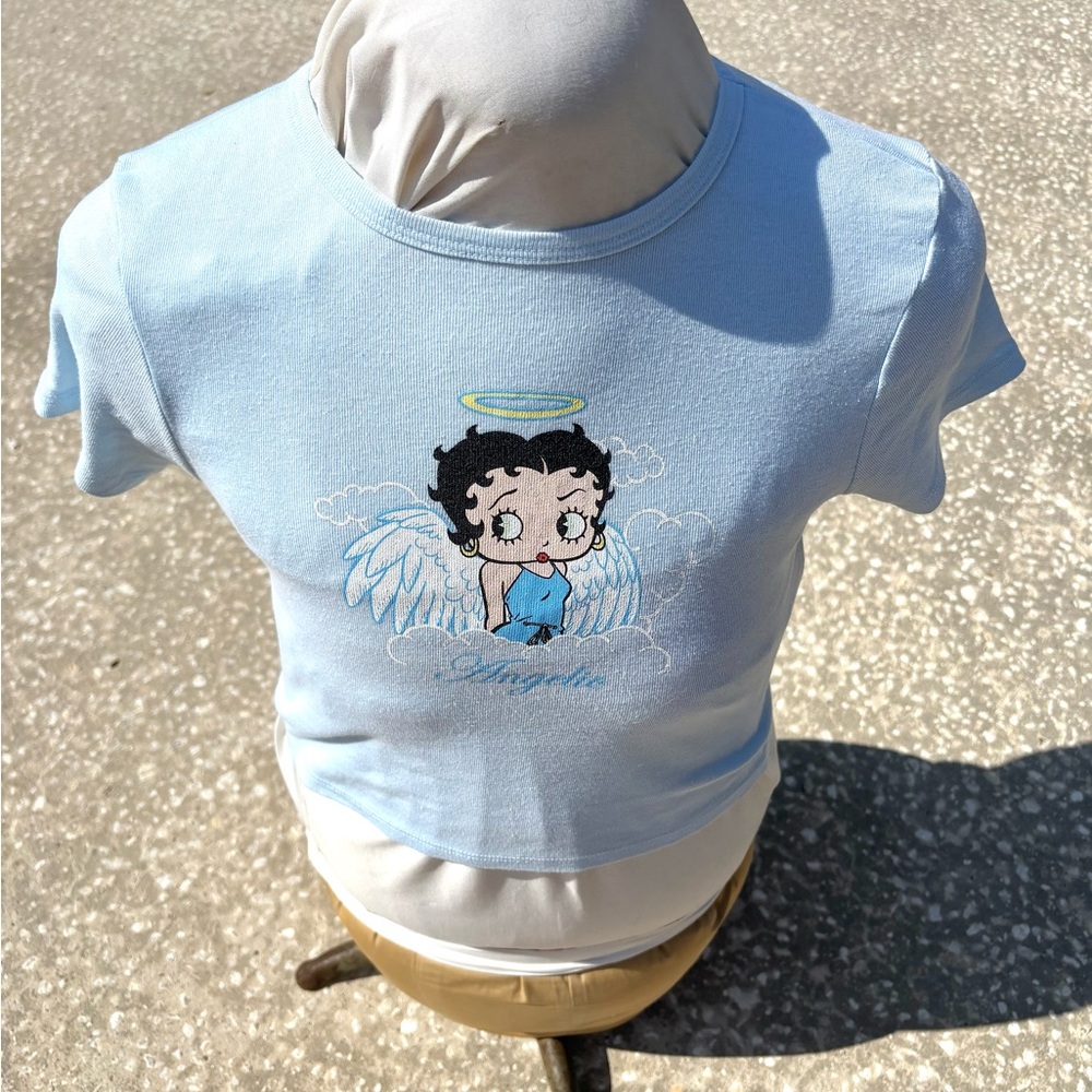 Betty Boop Angelic Baby Blue Crop T-Shirt